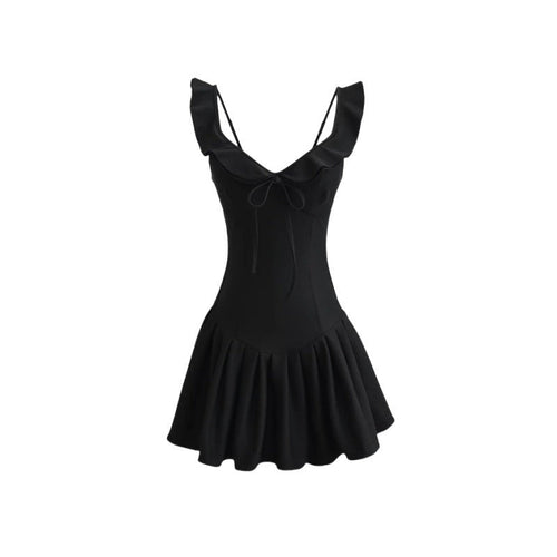 Amorette Bow-Tie Midi Dress - Black