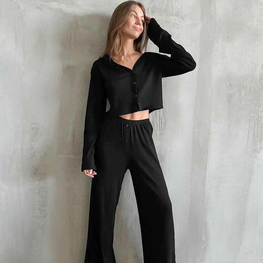 Evanna Soft Knit Lounge Set - Black
