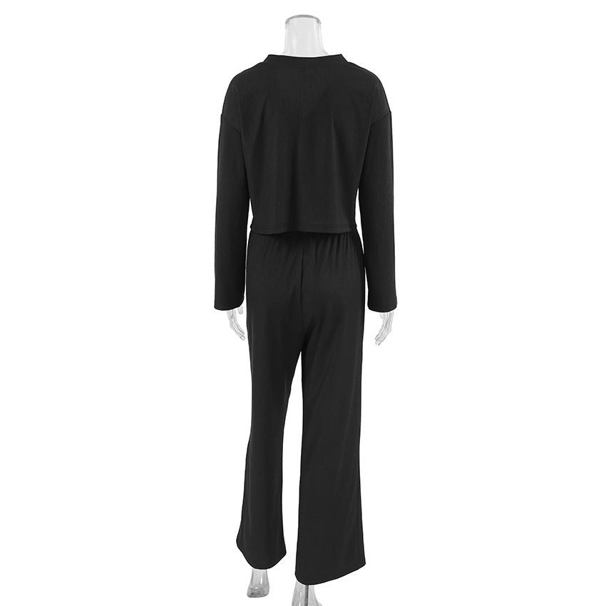 Evanna Soft Knit Lounge Set - Black