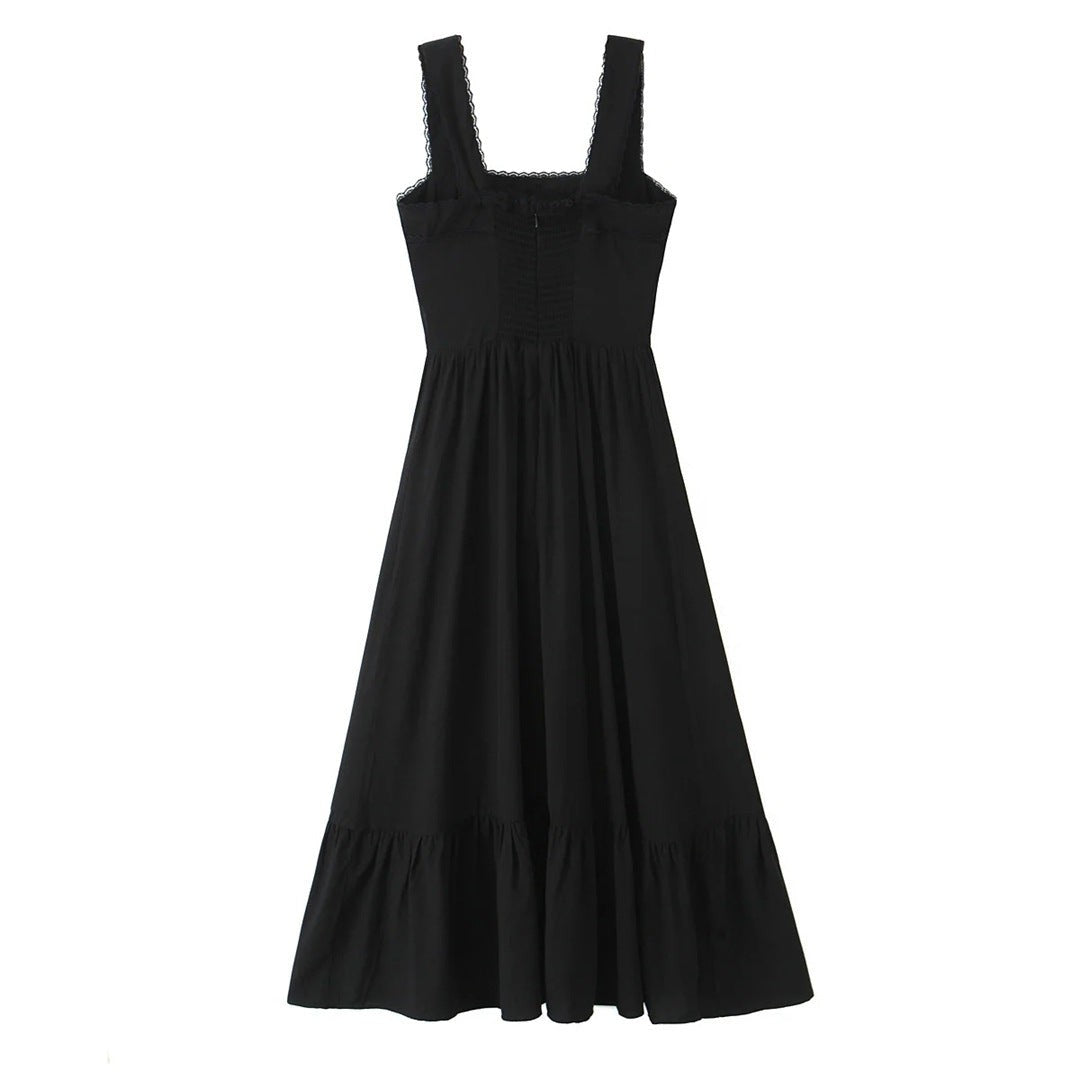 Evianne Lace Trim Square Neck Dress