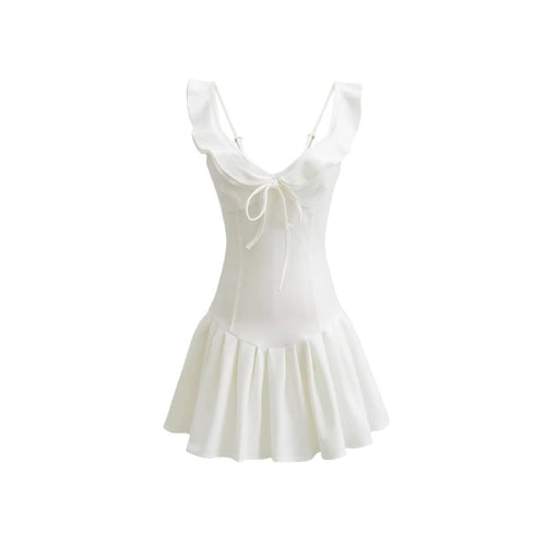 Amorette Bow-Tie Midi Dress - White