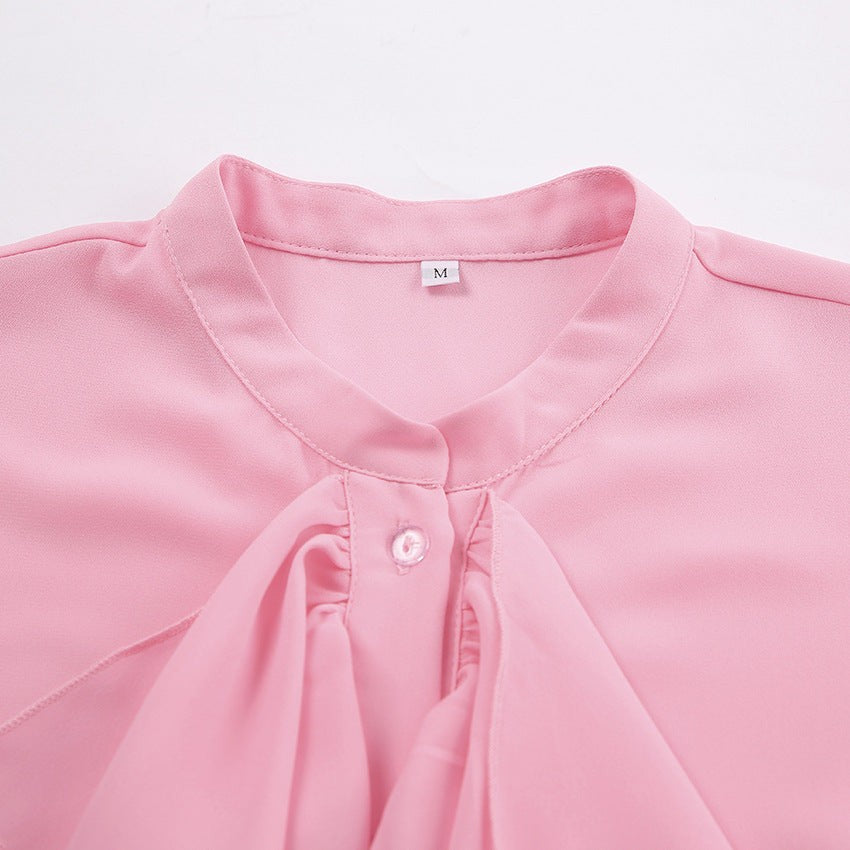 Lysette Ruffle-Trim Bell Sleeve Blouse - Pink