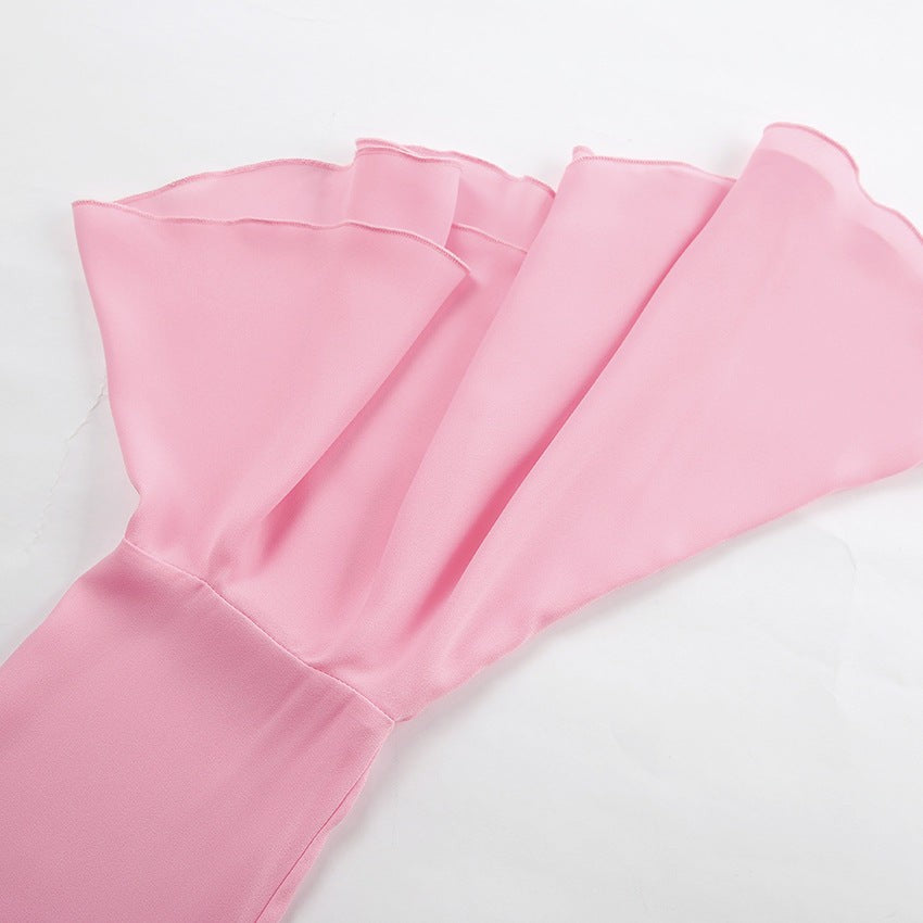 Lysette Ruffle-Trim Bell Sleeve Blouse - Pink