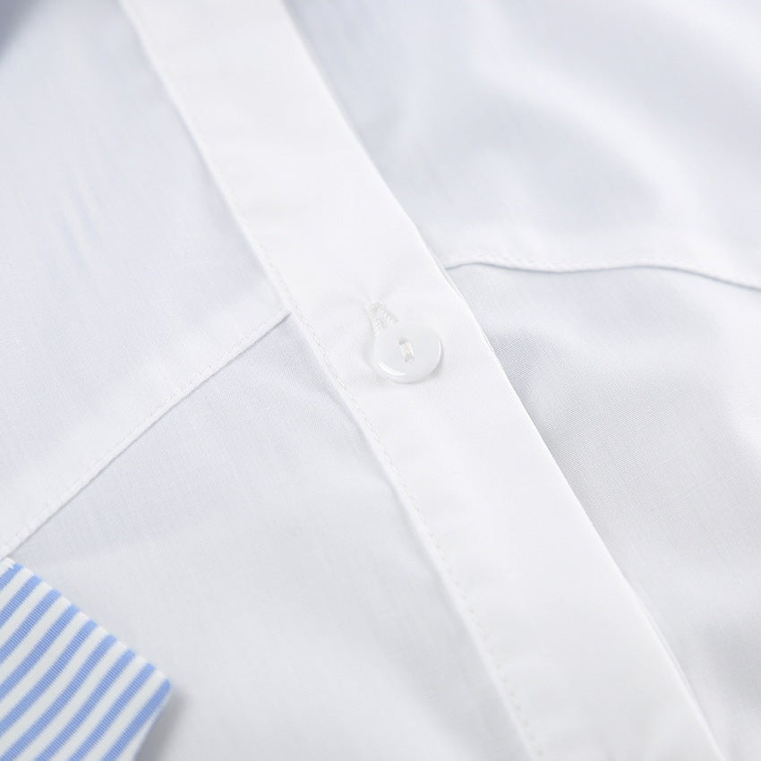 Marivelle Two-Tone Collar Relaxed Shirt - Blue