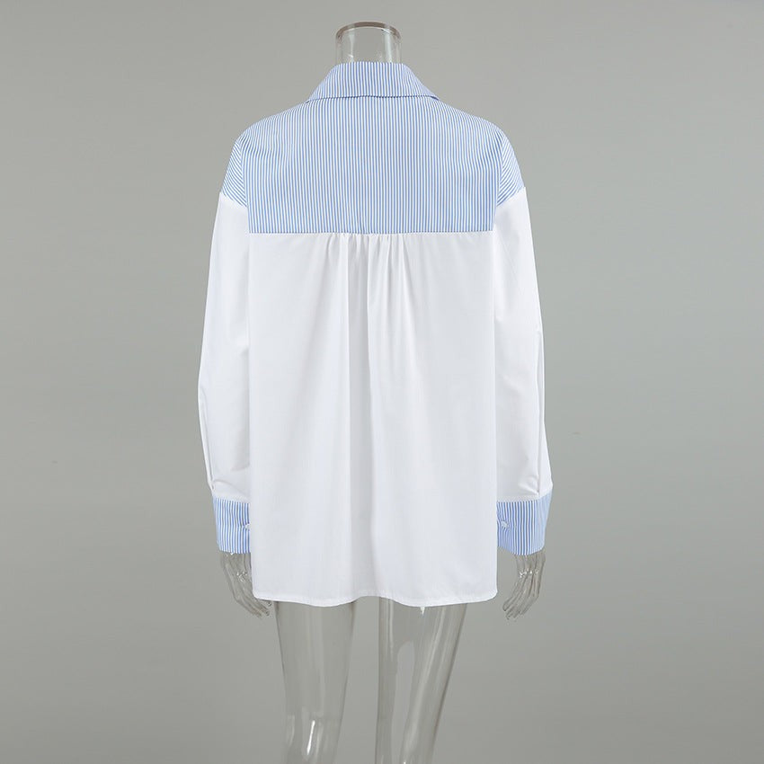 Marivelle Two-Tone Collar Relaxed Shirt - Pink
