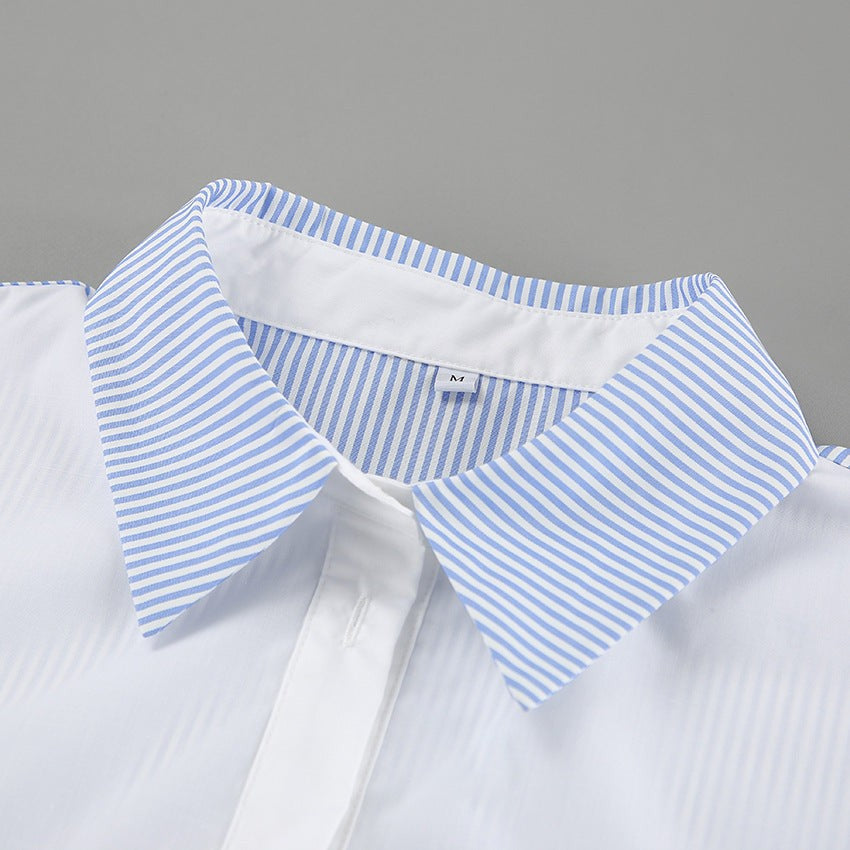 Marivelle Two-Tone Collar Relaxed Shirt - Blue