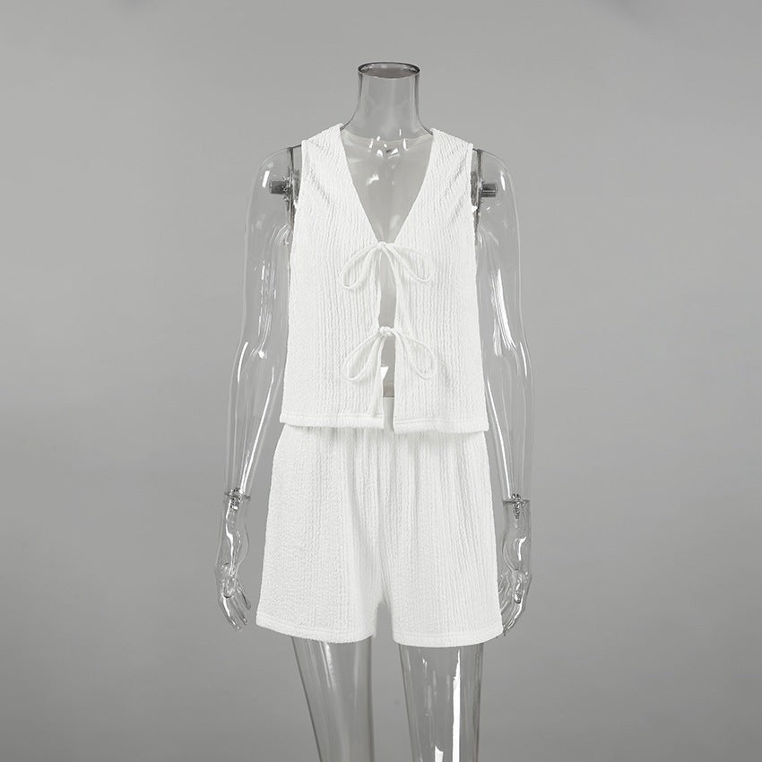 Solviera Corset Shorts Set - White