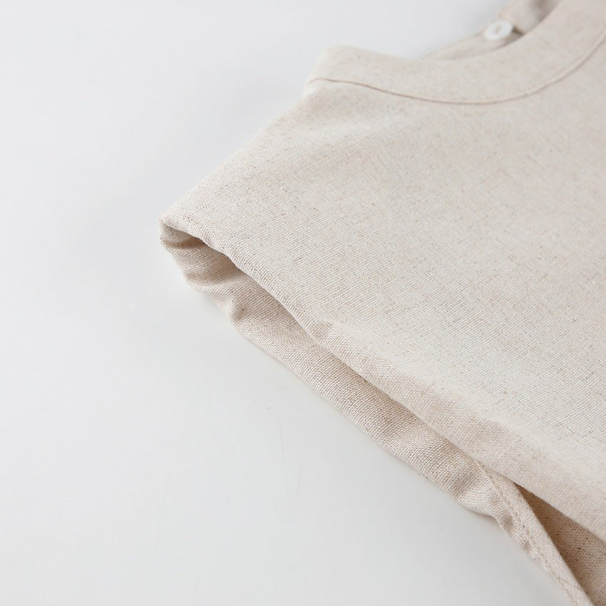 Tarian Padded Shoulder Linen-Cotton Set - Orange