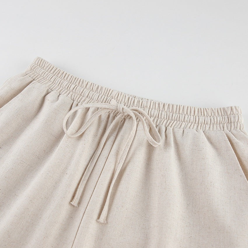 Tarian Padded Shoulder Linen-Cotton Set - Khaki