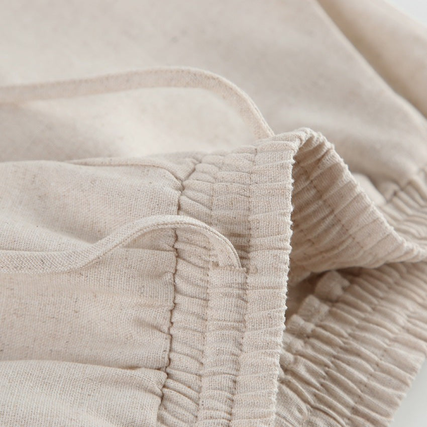 Tarian Padded Shoulder Linen-Cotton Set - Orange