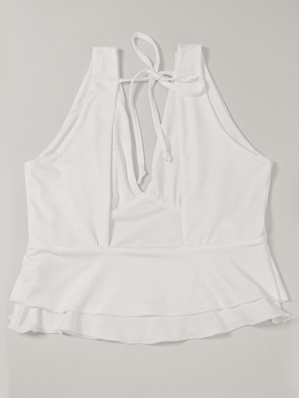 White Tie-Back V-Neck Halter Top